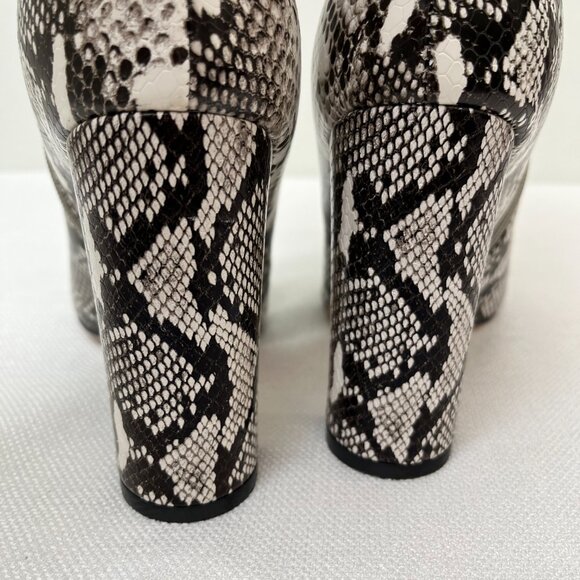 WetKiss PU Faux Snakeskin Pointed Toe Chunky Heel Side Zip Knee High Boot 9.5 - Picture 11 of 12